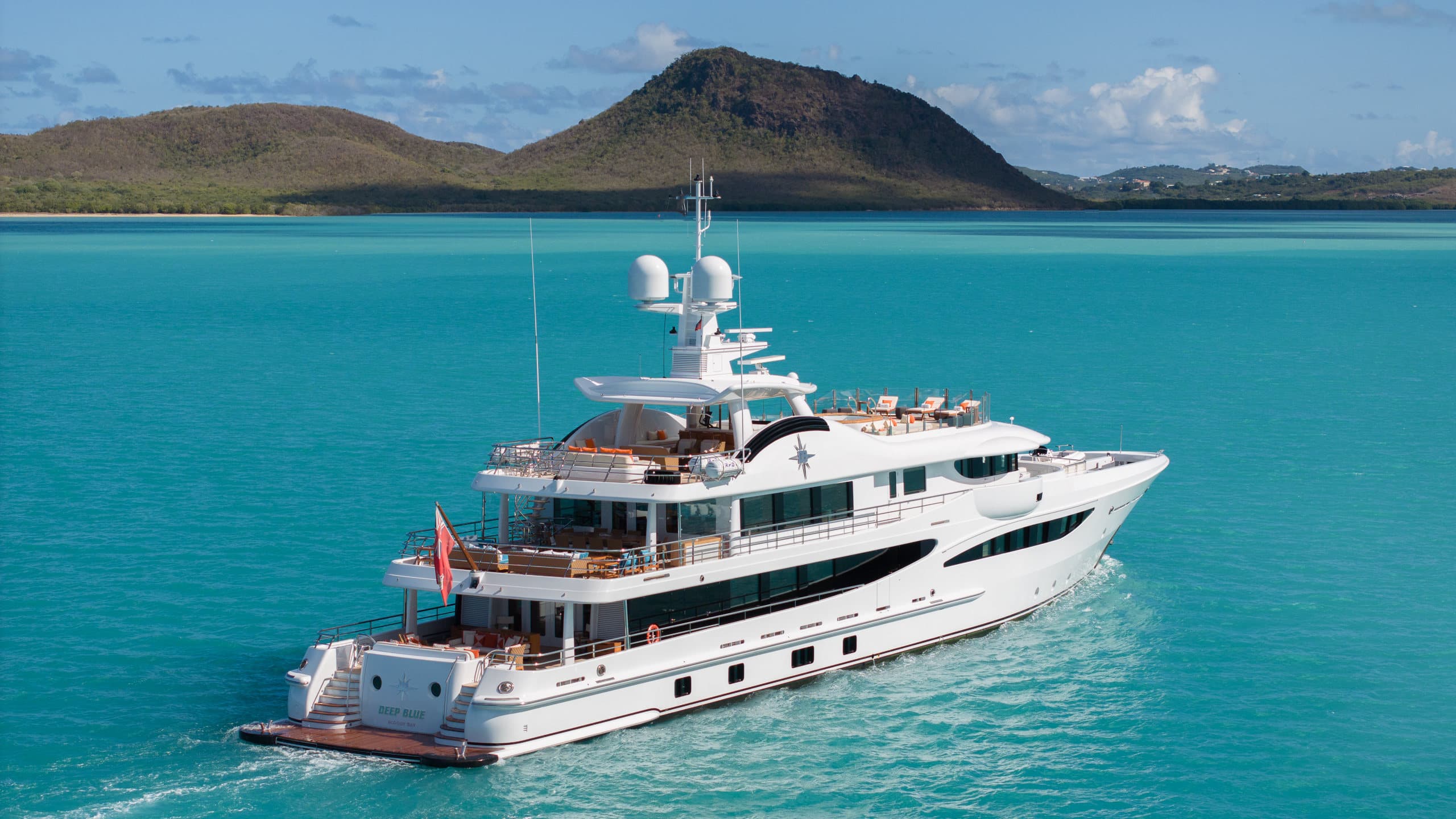 Deep Blue motor yacht at anchor