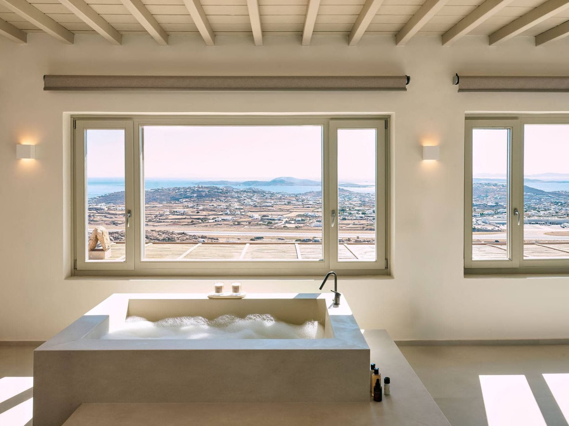 Spa bath with island view
